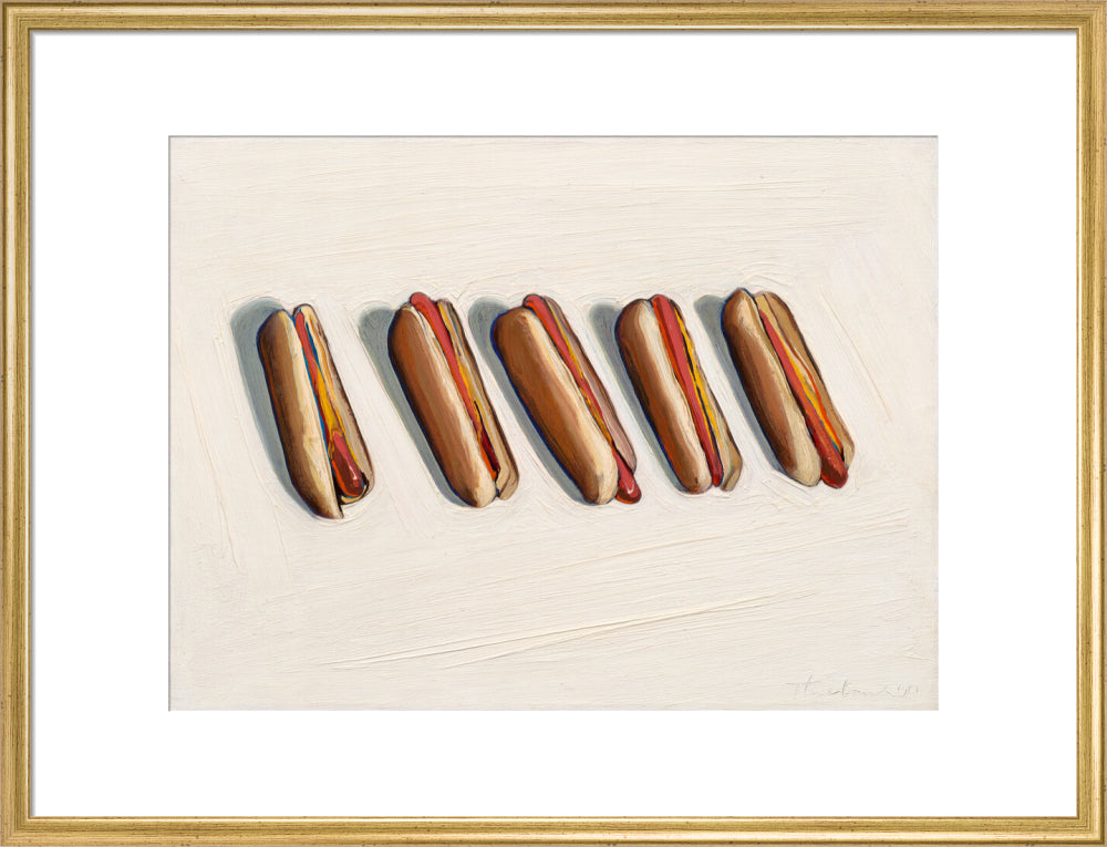 Five Hot Dogs (art print, large, gold)