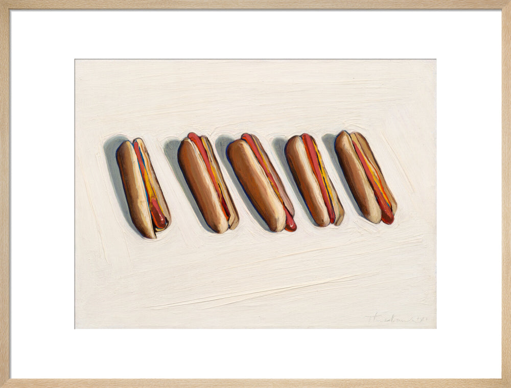 Five Hot Dogs (art print, large, natural)