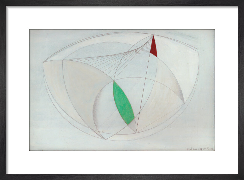 Curved Forms with Green (art print, small, black)