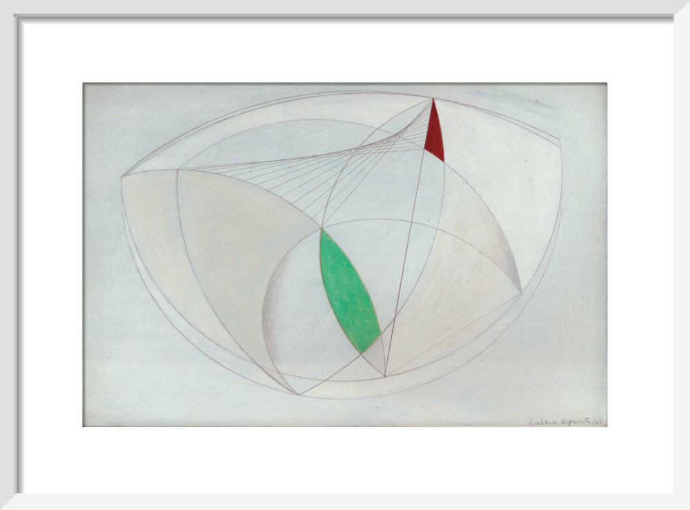 Curved Forms with Green (art print, small, white)