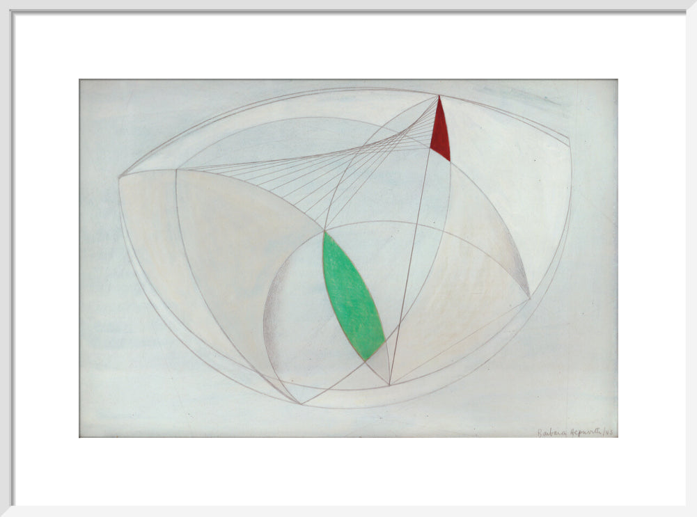 Curved Forms with Green (art print, medium, white)