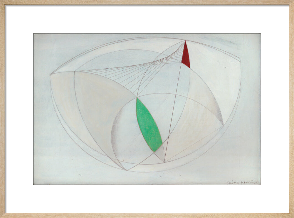 Curved Forms with Green (art print, medium, natural)