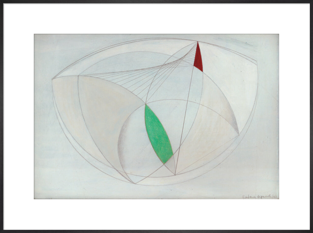 Curved Forms with Green (art print, extra large, black)