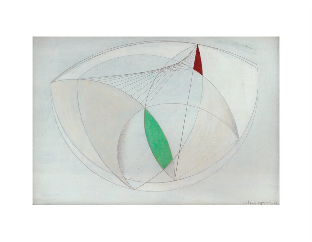 Curved Forms with Green (art print, small, unframed)