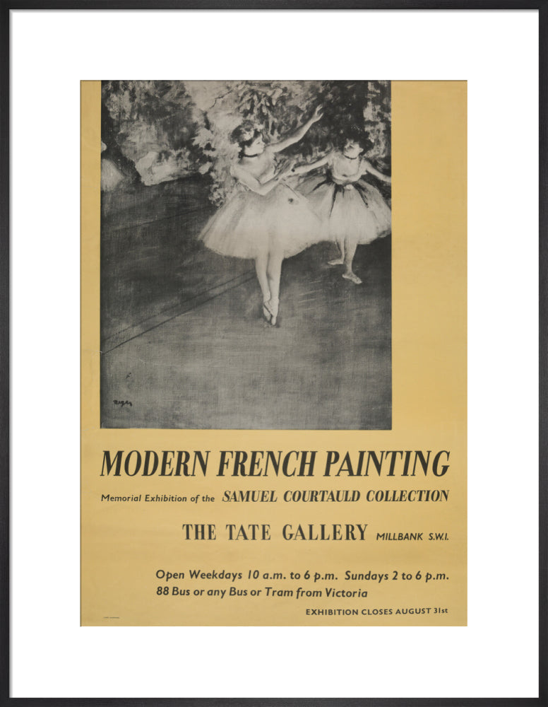 Poster for Modern French Painting: Samuel Courtauld Memorial Exhibition at the Tate Gallery, 1948 (art print, large, black)