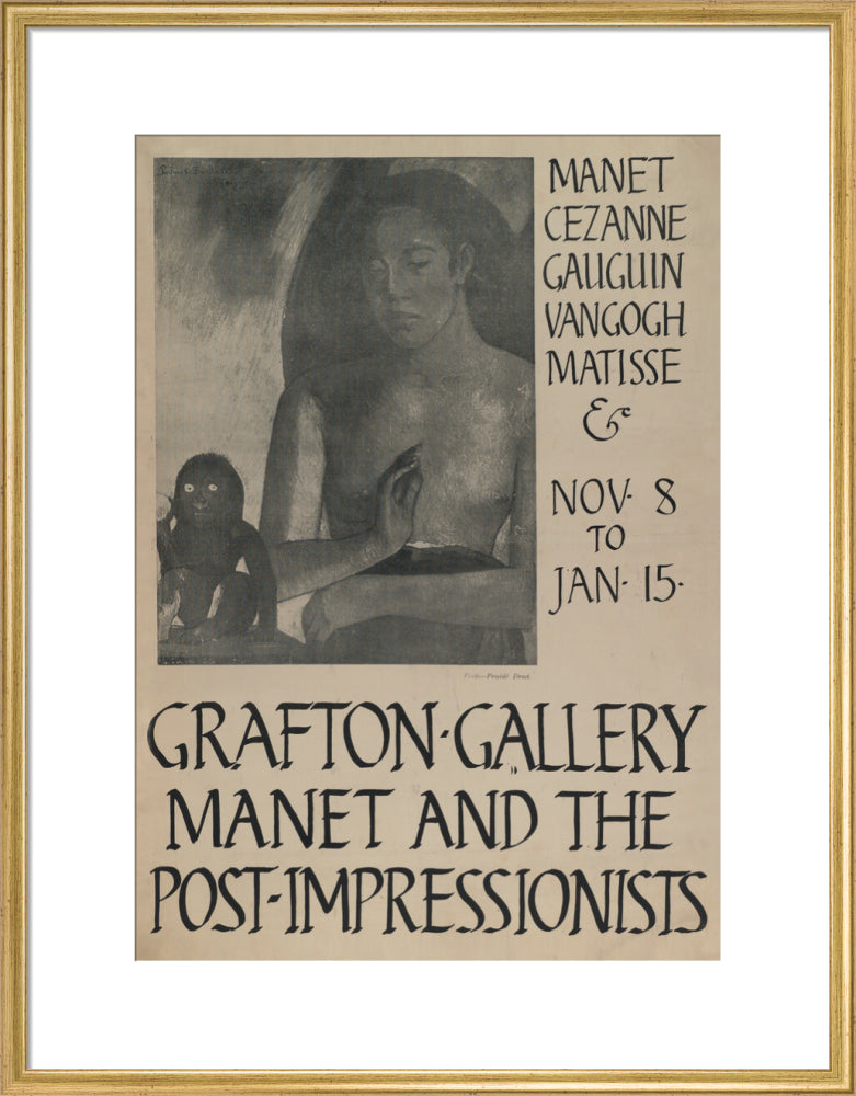 Poster for Manet and the Post-Impressionists Grafton Gallery, 1910 (art print, large, gold)