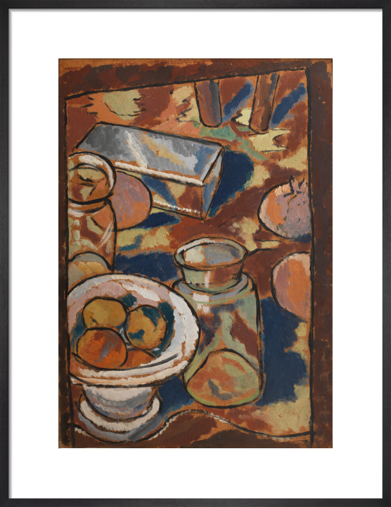 Still Life with Glass Jar and Silver Box (art print, medium, black)