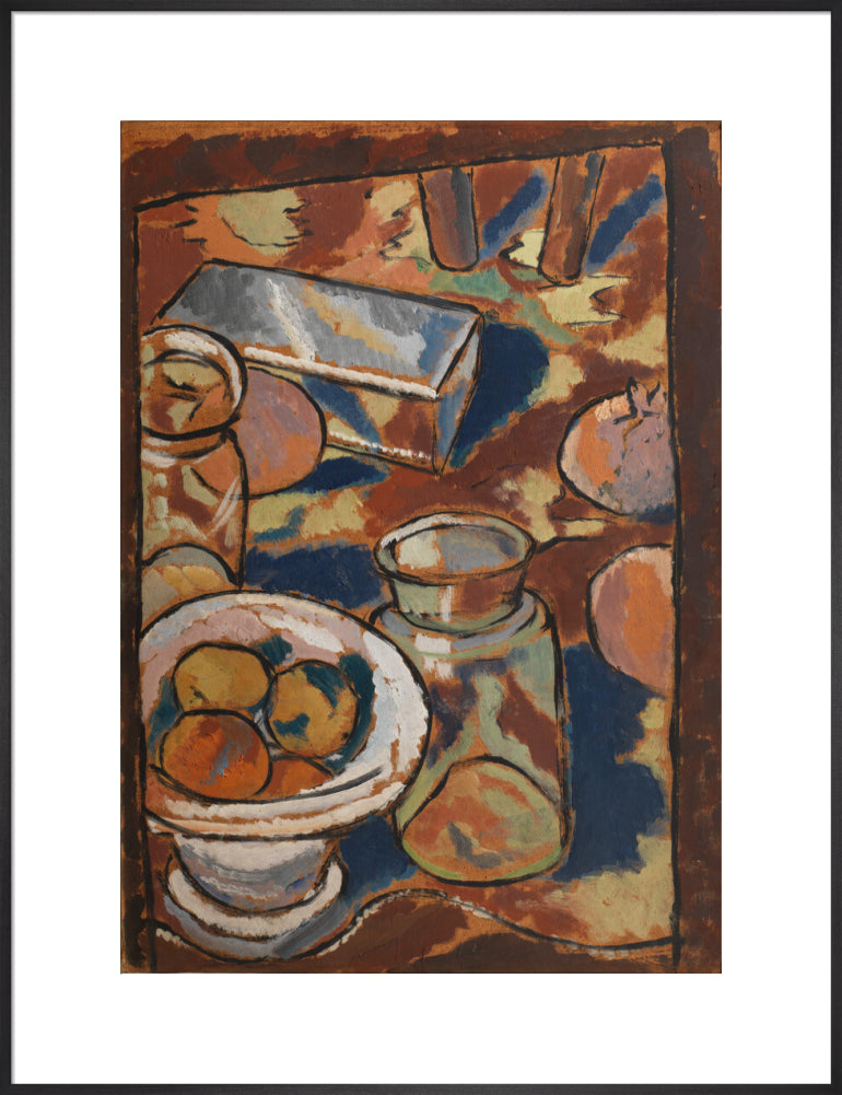 Still Life with Glass Jar and Silver Box (art print, extra large, black)