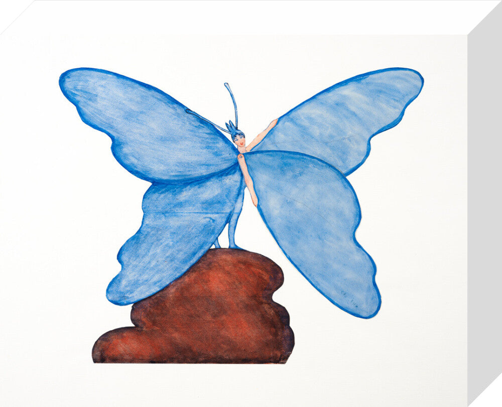Toy design – Blue Butterfly Dance (stretched canvas, small, unframed)