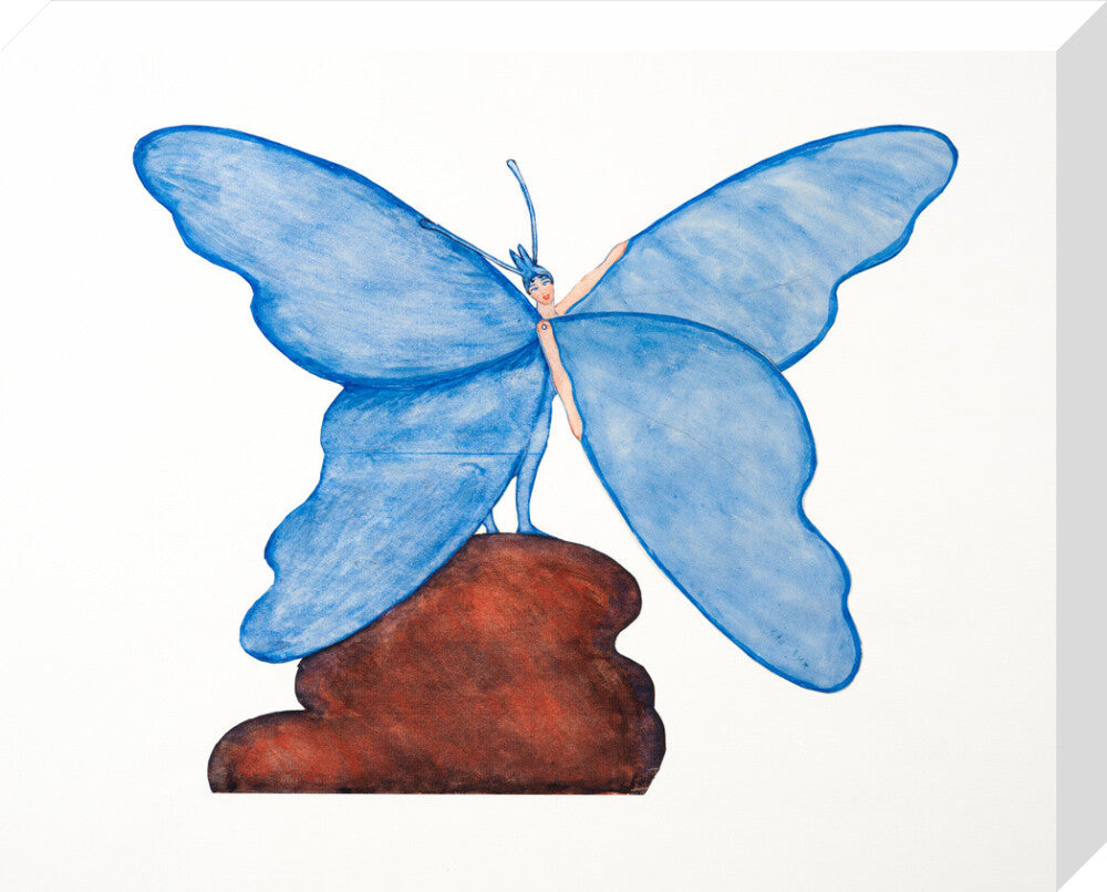 Toy design – Blue Butterfly Dance (stretched canvas, medium, unframed)