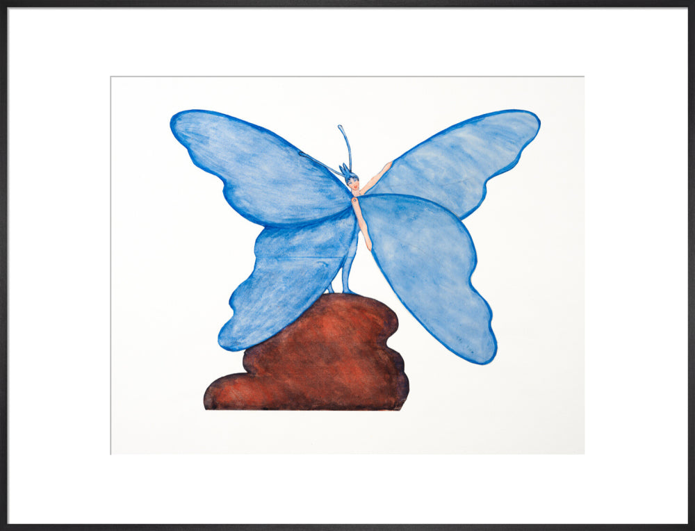 Toy design – Blue Butterfly Dance (art print, extra large, black)