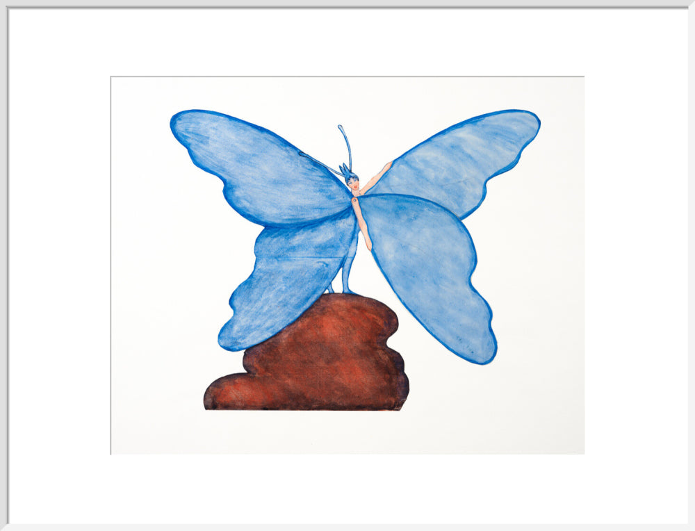 Toy design – Blue Butterfly Dance (art print, extra large, white)