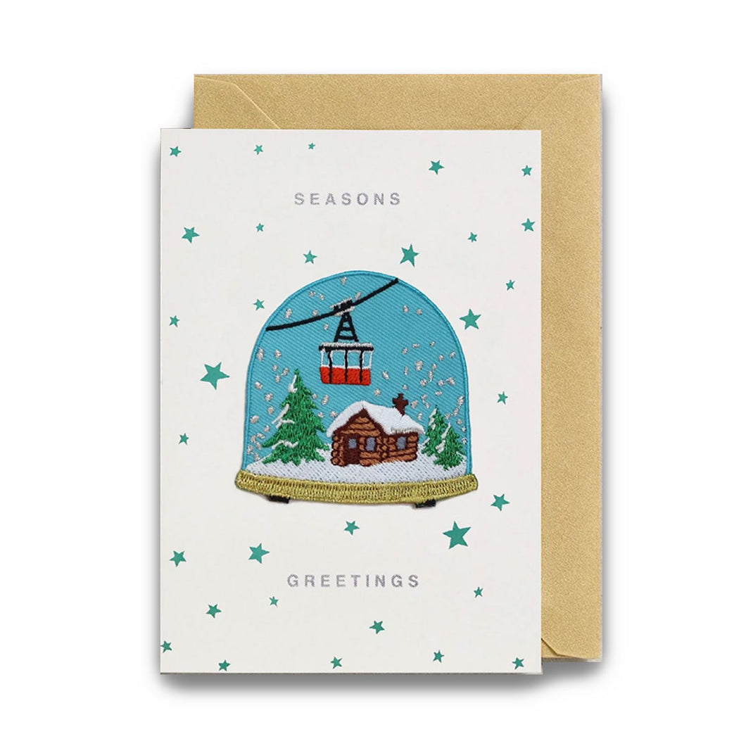 Greetings Card Ski Lodge Iron on Patch