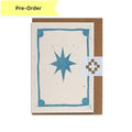 Card Lino Print Christmas Shrine Blue Star