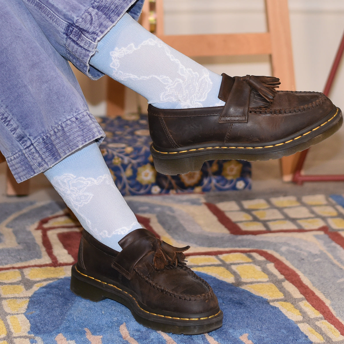 Socks Light Blue Lace