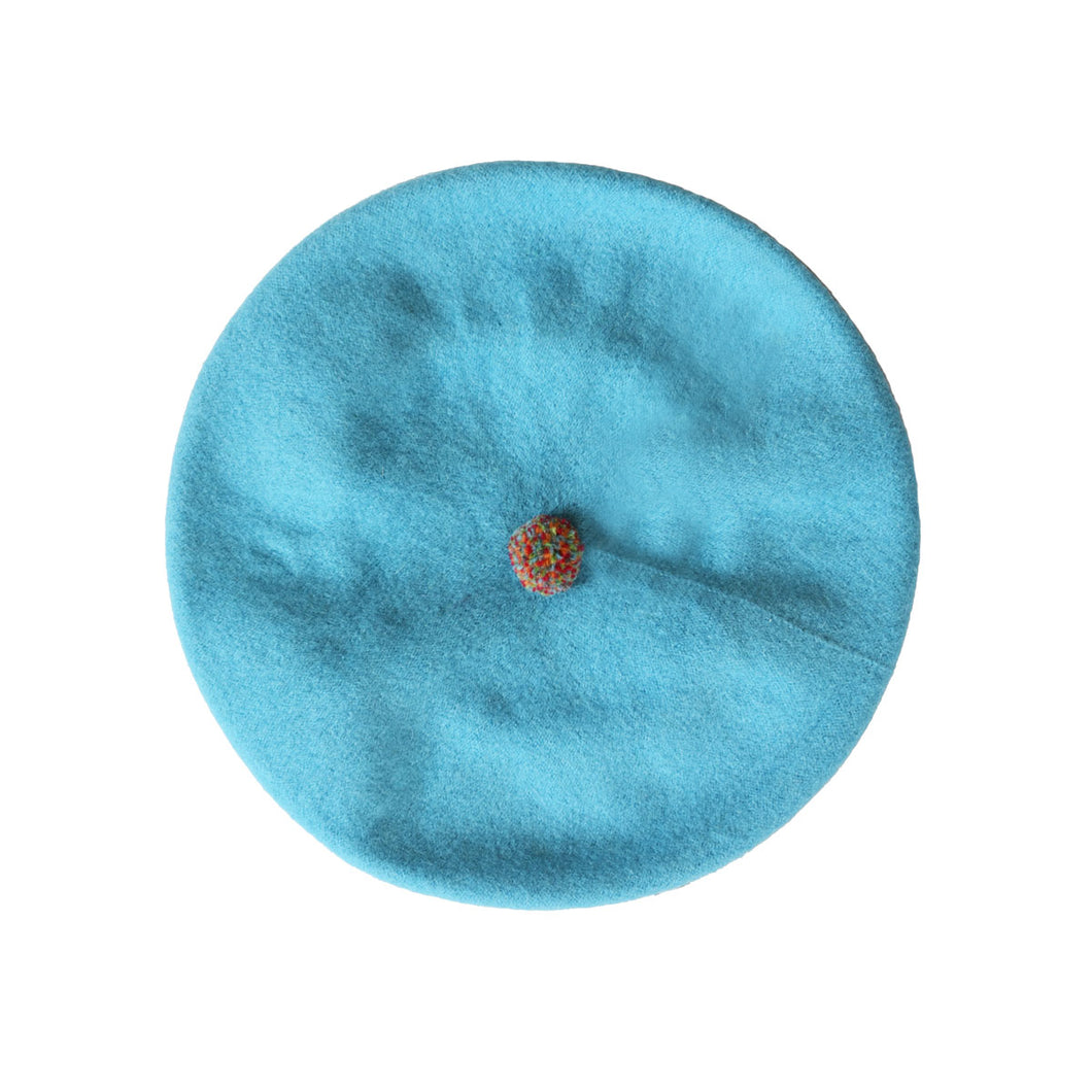 Pom Pom Beret Blue