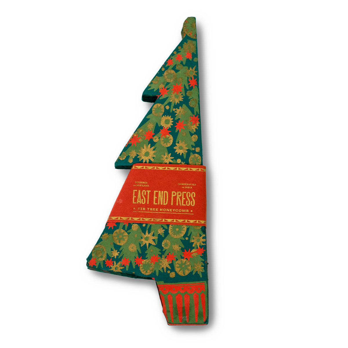 Decorative wall art in the shape of a tree with floral patterns and 'East End Press' text on a white background.