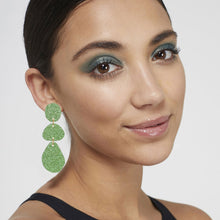 Load image into Gallery viewer, Triple Glitter Drop Earrings Green
