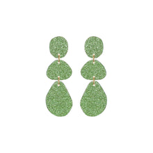 Load image into Gallery viewer, Triple Glitter Drop Earrings Green
