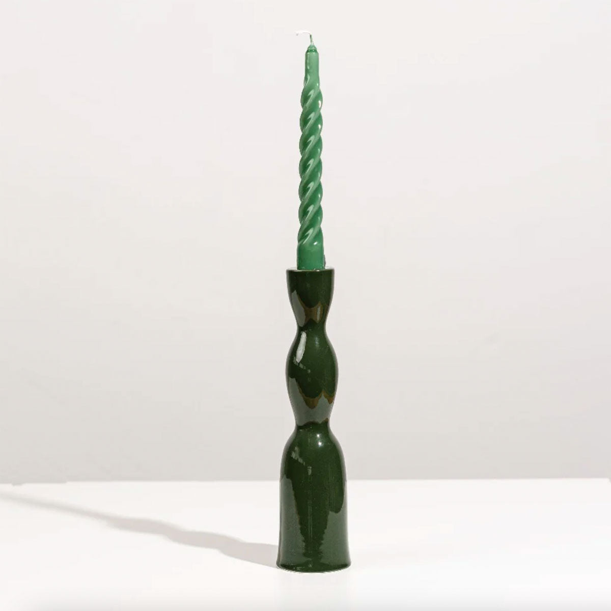 Candleholder Tall Wave Dark Green