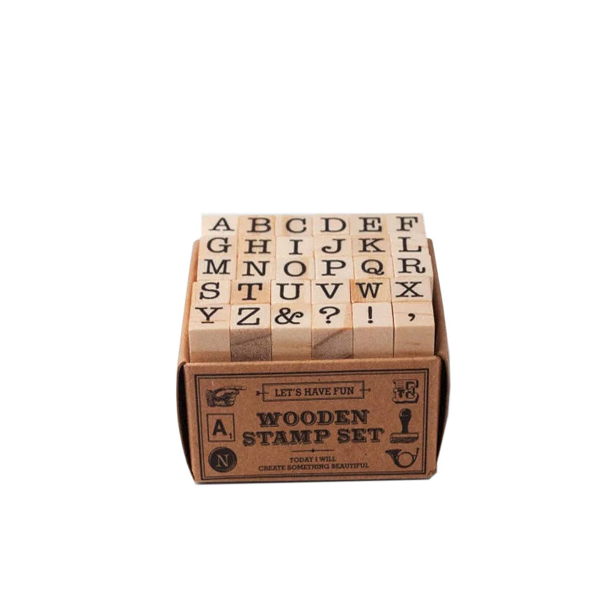 Wooden Stamp Set Letters