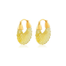 Load image into Gallery viewer, Earrings gold hoop yellow glass
