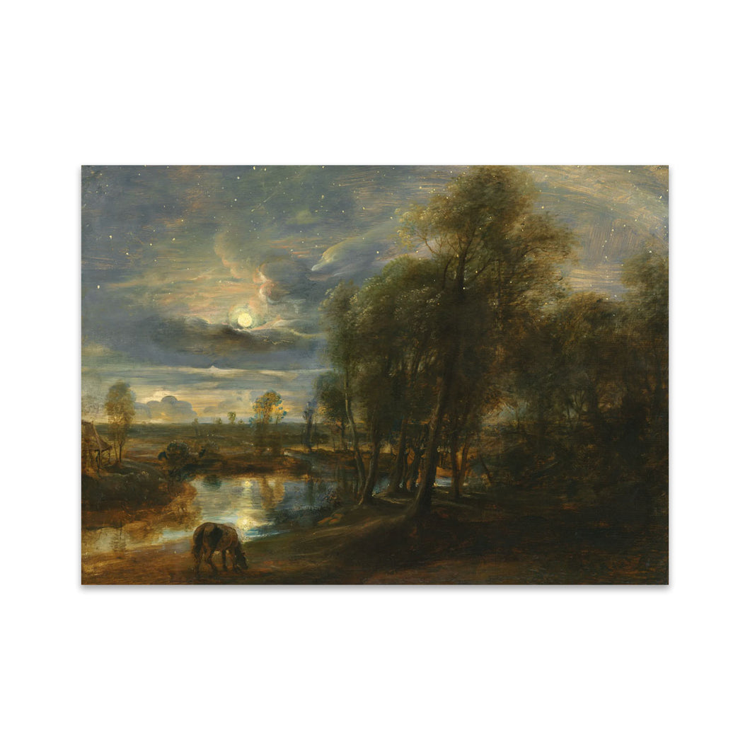 Print Board Peter Paul Rubens, Landscape by Moonlight