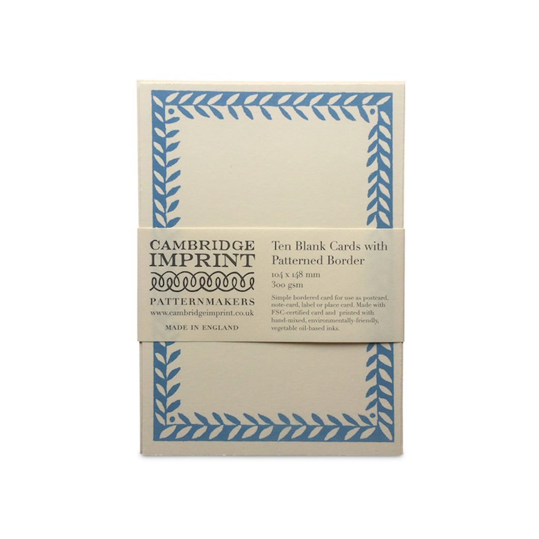 10 Patterned Border Postcards Blue