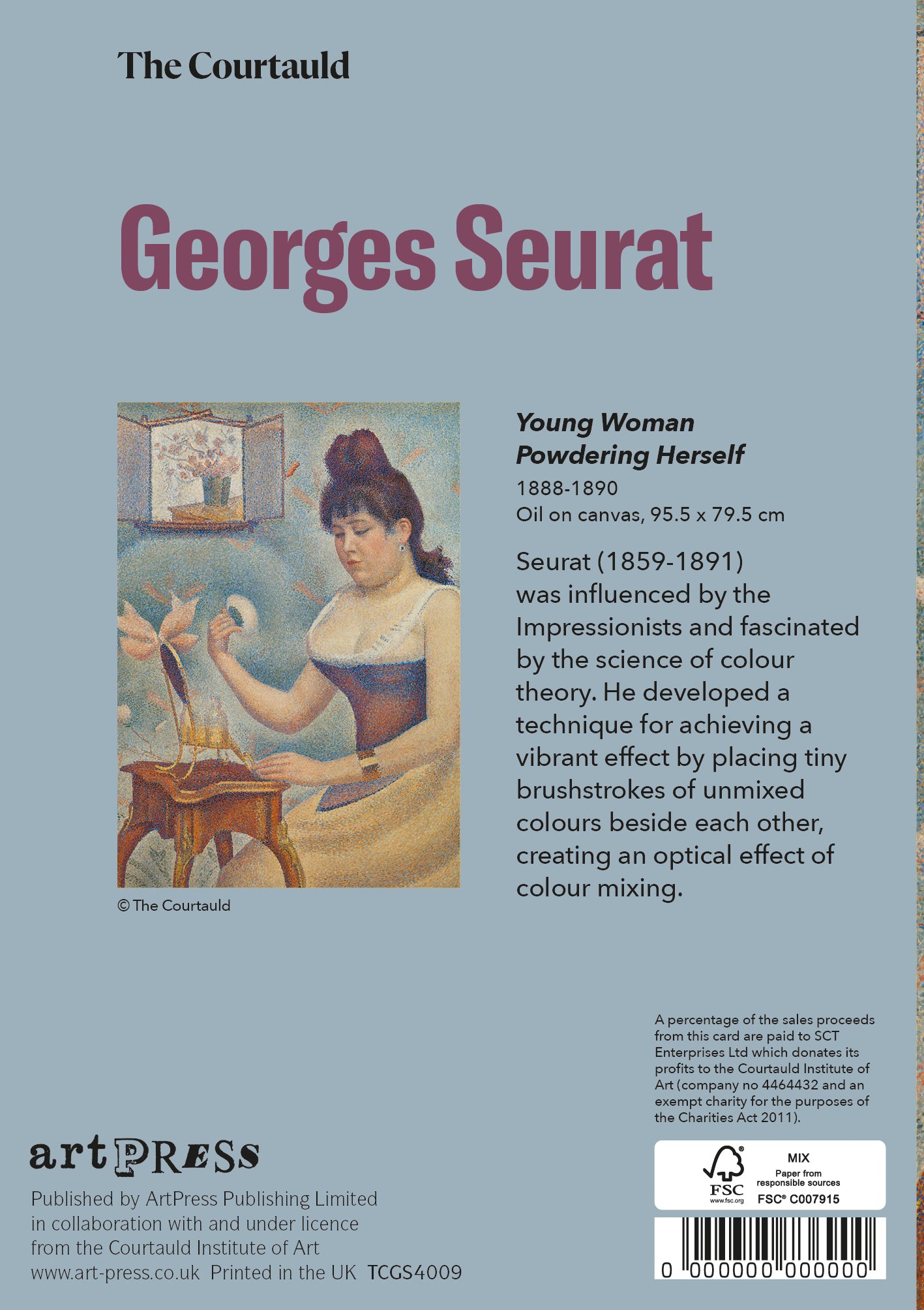 Seurat Woman Powdering Greetings Card