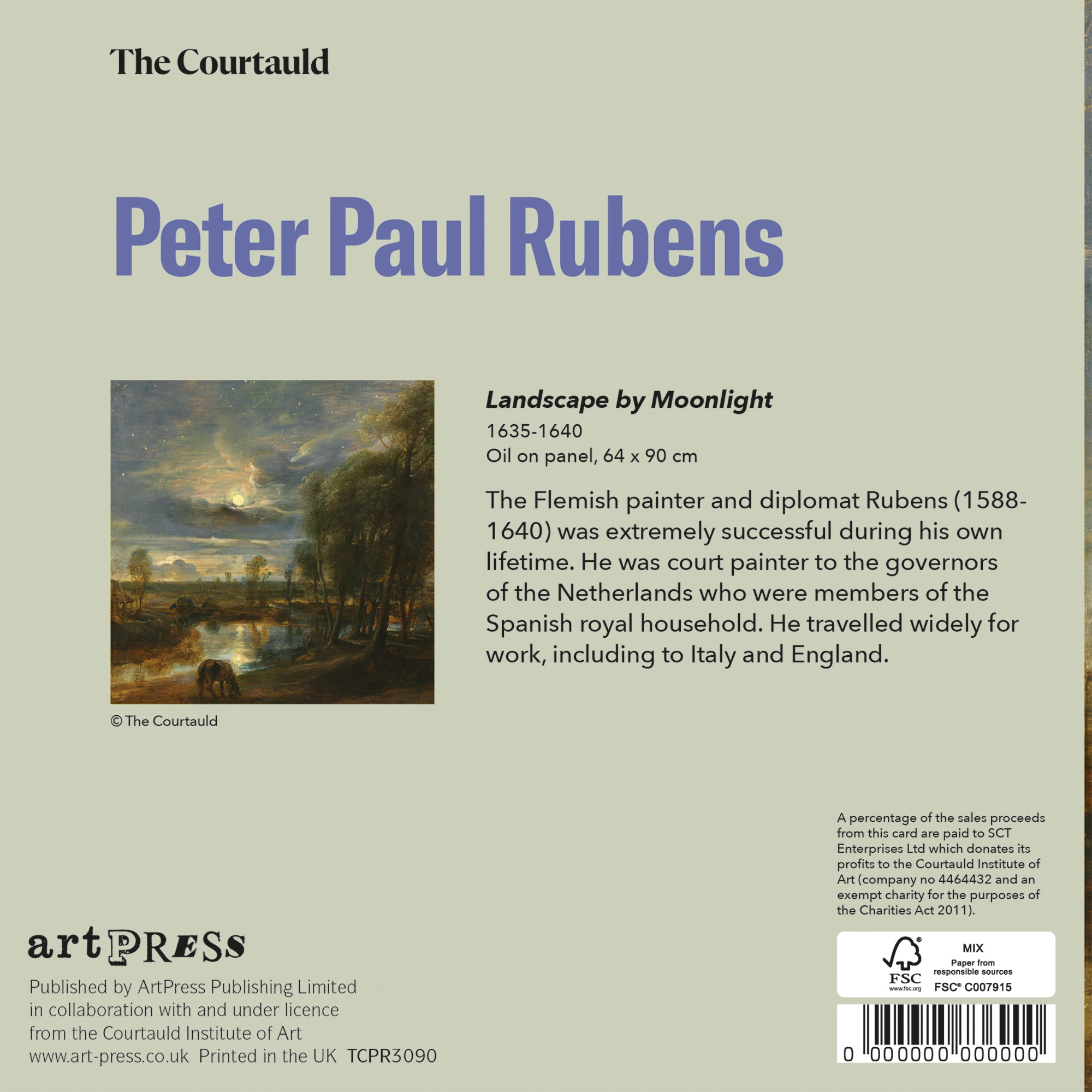 Rubens Moonlight Greetings Card