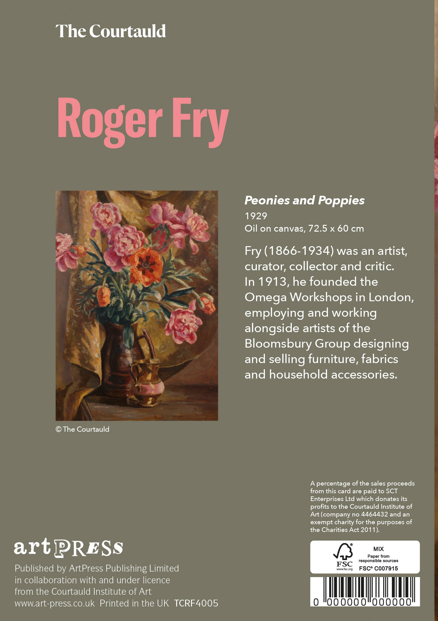 Roger Fry Peonies and Poppies Greetings Card
