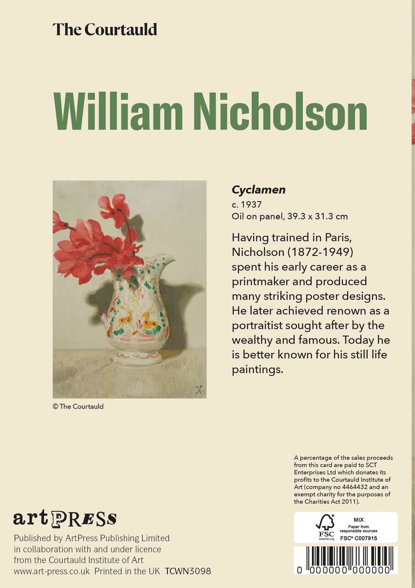 Nicholson Cyclamen Greetings Card