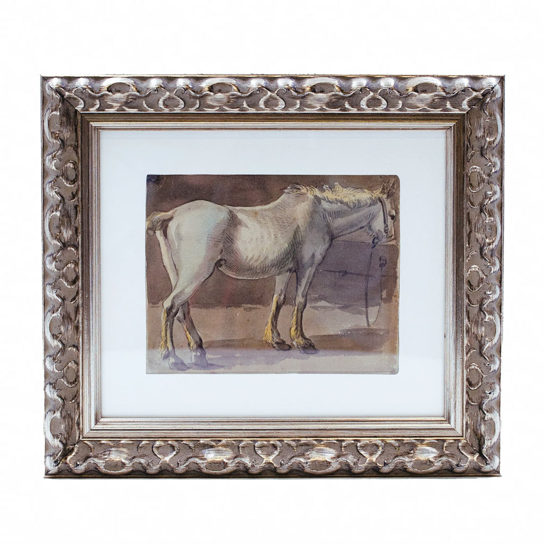 Framed Print Sandby White Horse Feeding