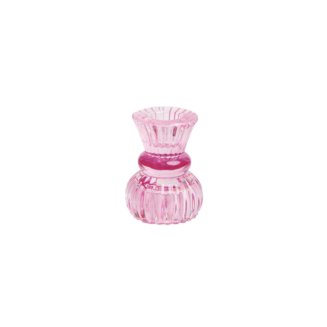 Glass Candle Holder Small Pink