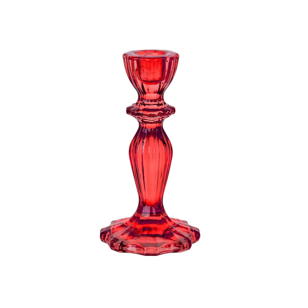 Glass Candle Holder Red
