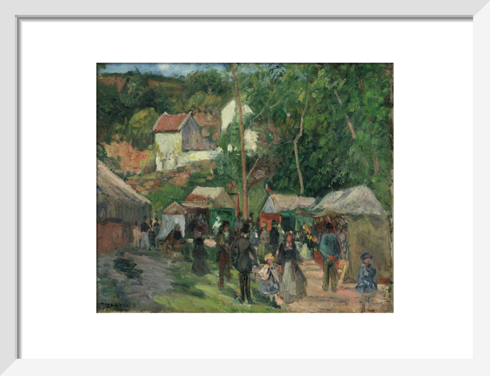 Camille Pissarro, Festival at L'Hermitage, Framed, White, Small